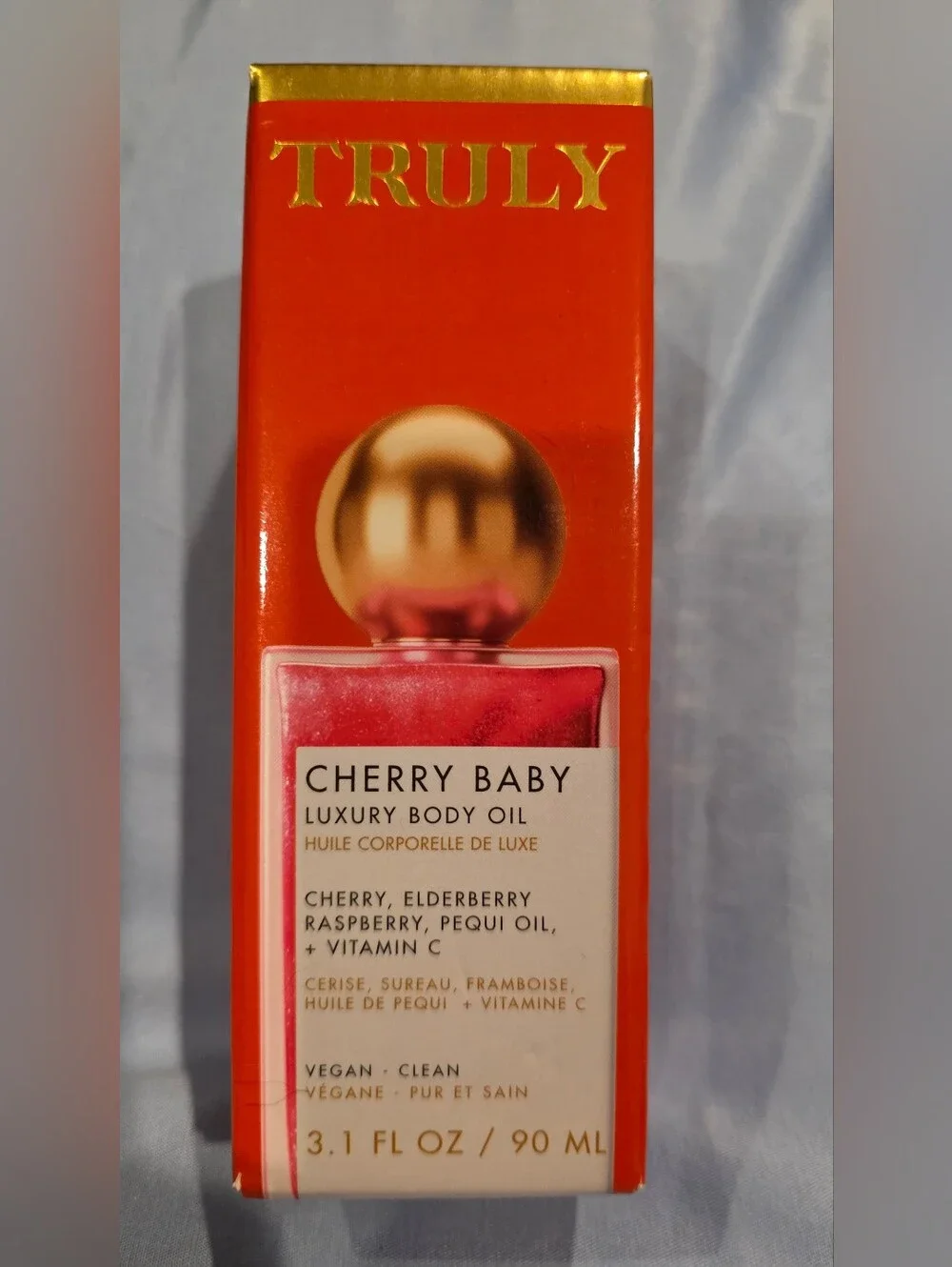 TRULY Cherry Baby Luxury Body Oil - Pink and Gold Accents